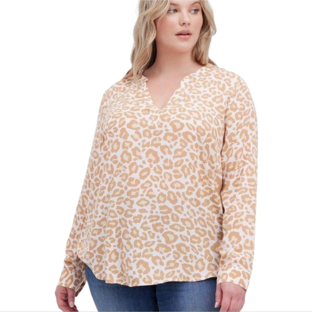 Torrid Georgette Hi-Low Pullover Long Sleeve Animal Print Shirt Plus Size 2 2X